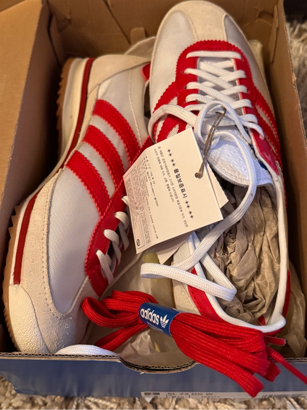 adidas White and Red Retro Runner Sneakers